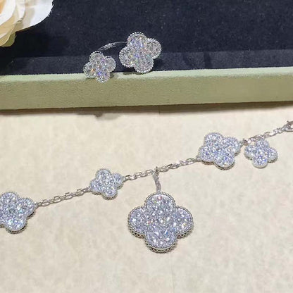 [Resenly Jewelry]CLOVER 6 MOTIFS SILVER DIAMOND BRACELET