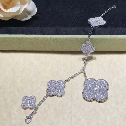 [Resenly Jewelry]CLOVER 6 MOTIFS SILVER DIAMOND BRACELET