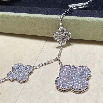 [Resenly Jewelry]CLOVER 6 MOTIFS SILVER DIAMOND BRACELET