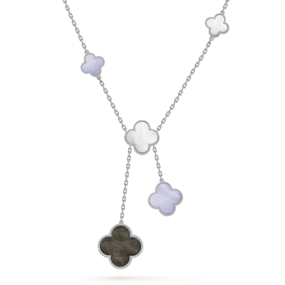[Resenly Jewelry]CLOVER MOP CHALCEDONY NECKLACE SILVER 6 MOTIF