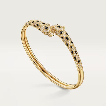 [Resenly Jewelry]PANTHERE DOUBLE HEADED HALF DIAMOND OPEN BRACELET