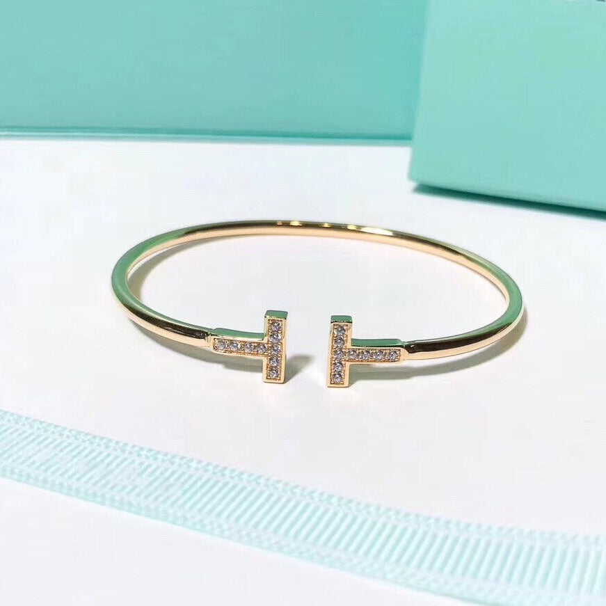 [Resenly Jewelry]T BRACELET 1.8MM GOLD DIAMOND