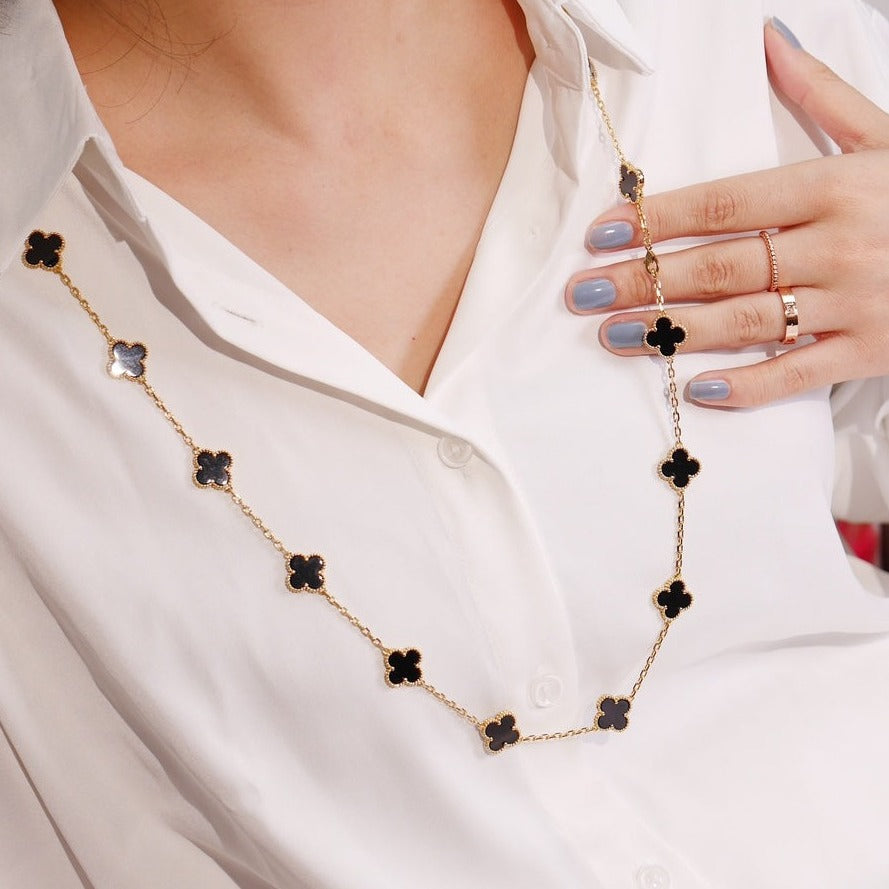 [Resenly Jewelry]CLOVER 20 MOTIFS ONYX ROSE GOLD