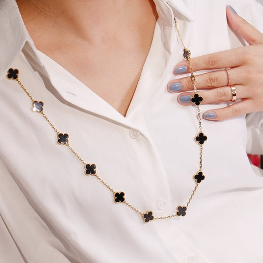 [Resenly Jewelry]CLOVER 20 MOTIFS ONYX ROSE GOLD
