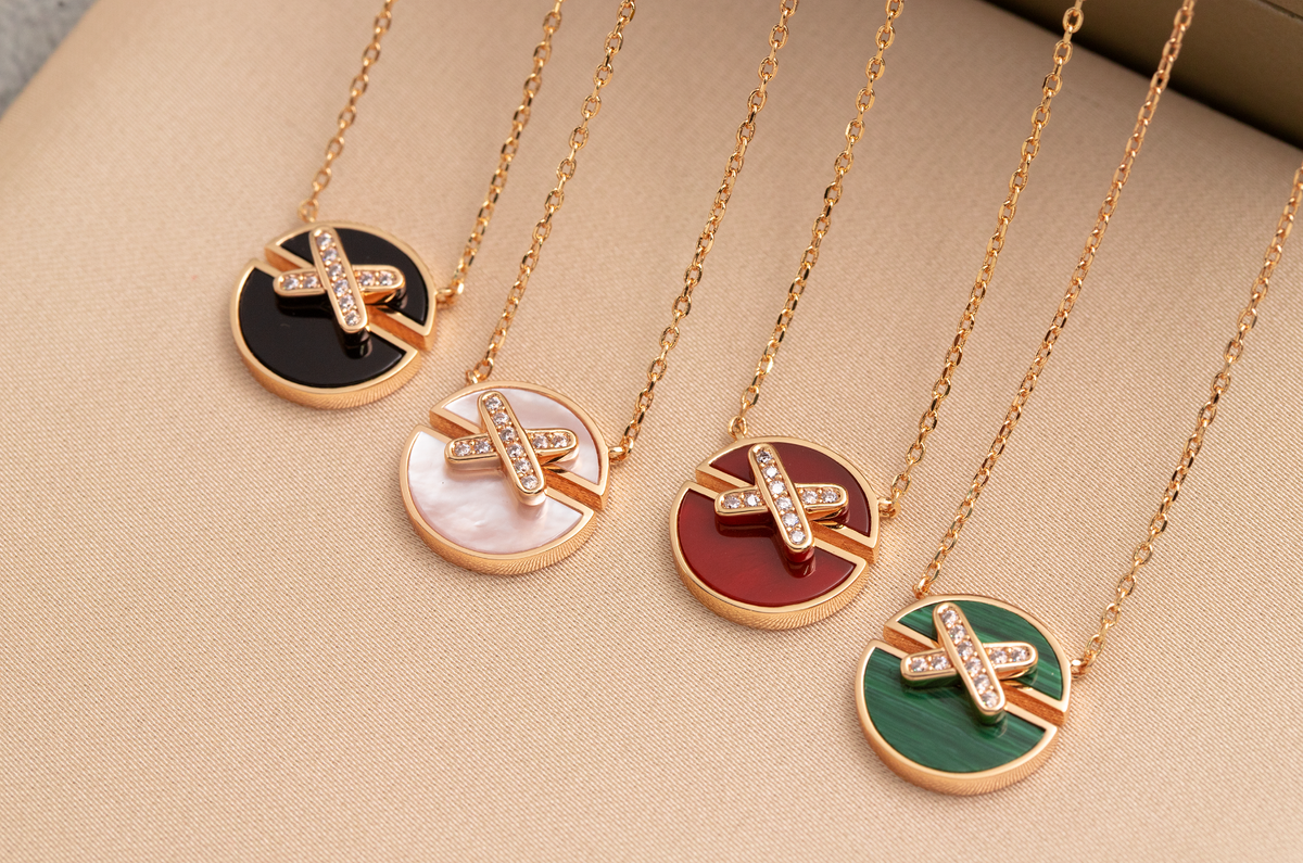 [Resenly Jewelry]JEUX DE PINK GOLD DIAMOND NECKLACE