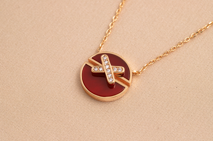 [Resenly Jewelry]JEUX DE PINK GOLD DIAMOND NECKLACE