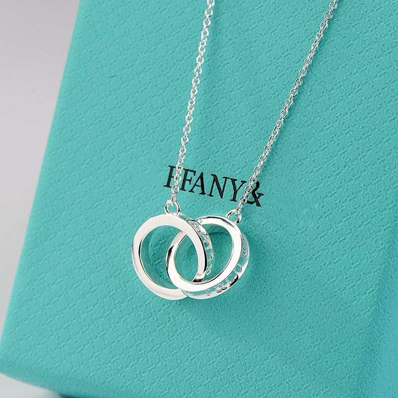 [Resenly Jewelry]NECKLACE FEMALE DOUBLE RING DOUBLE CIRCLE COUPLE PENDANT