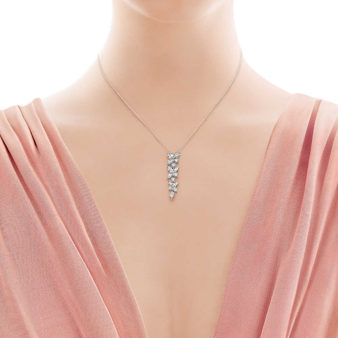 [Resenly Jewelry]MIXED CLUSTER DIAMOND DROP PENDANT
