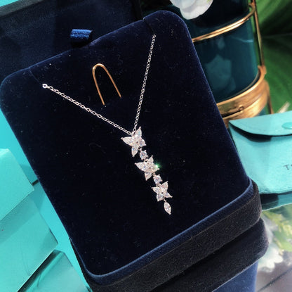 [Resenly Jewelry]MIXED CLUSTER DIAMOND DROP PENDANT