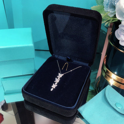 [Resenly Jewelry]MIXED CLUSTER DIAMOND DROP PENDANT