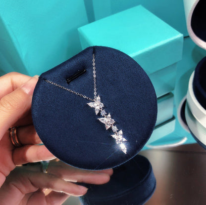[Resenly Jewelry]MIXED CLUSTER DIAMOND DROP PENDANT
