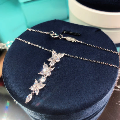 [Resenly Jewelry]MIXED CLUSTER DIAMOND DROP PENDANT