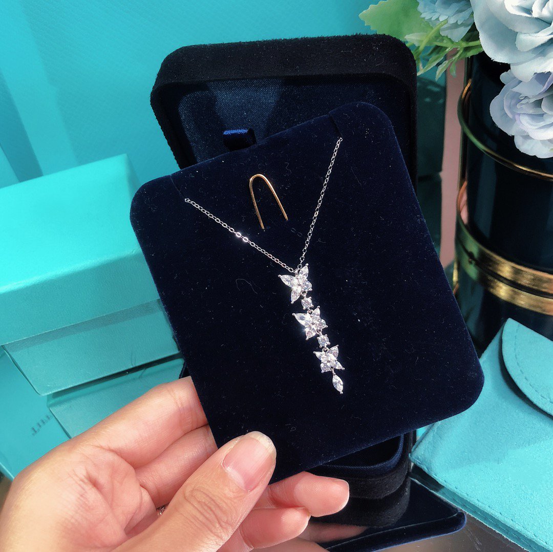 [Resenly Jewelry]MIXED CLUSTER DIAMOND DROP PENDANT
