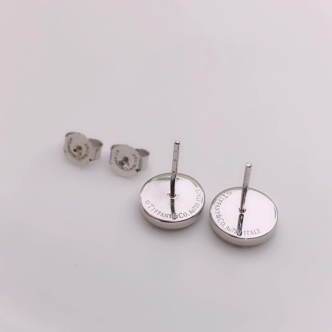 [Resenly Jewelry]TURQUOISE CIRCLE WHITE GOLD EARRINGS
