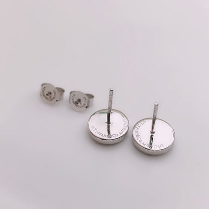 [Resenly Jewelry]TURQUOISE CIRCLE WHITE GOLD EARRINGS