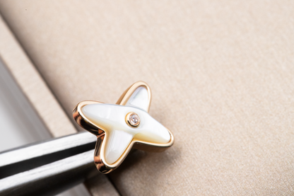 [Resenly Jewelry]JEUX DE WHITE MOP PINK GOLD DIAMOND EARRINGS