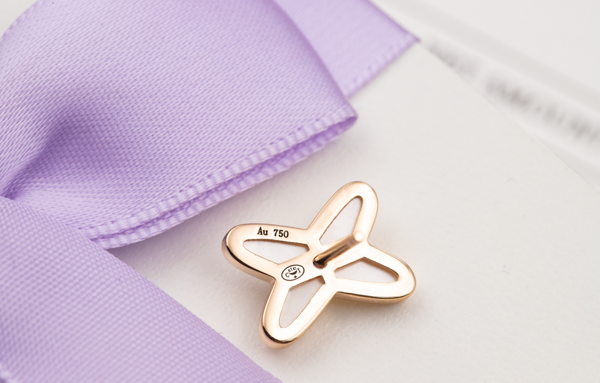 [Resenly Jewelry]JEUX DE WHITE MOP ROSE GOLD DIAMOND EARRINGS