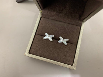 [Resenly Jewelry]JEUX DE WHITE MOP SILVER DIAMOND EARRINGS