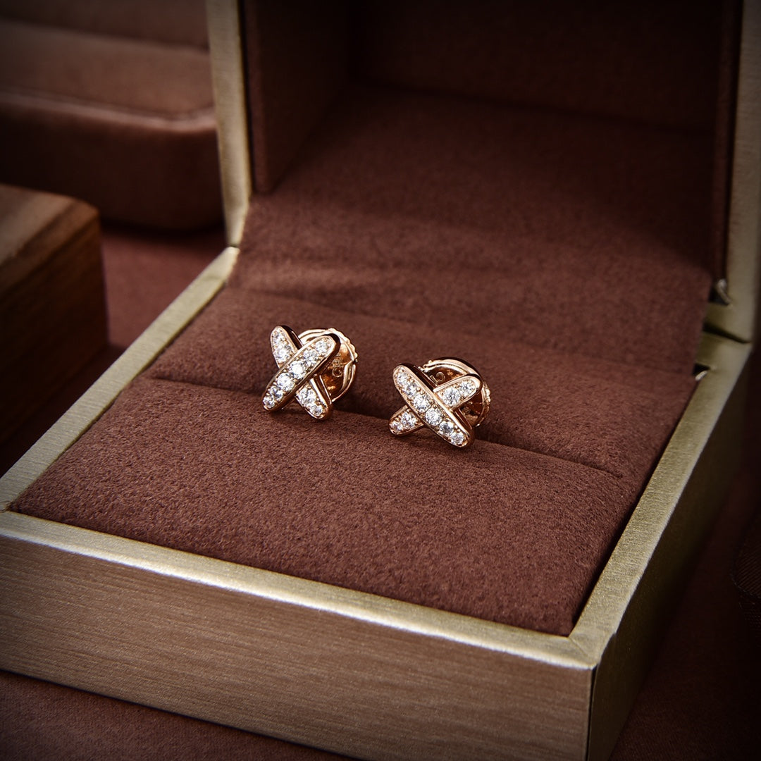 [Resenly Jewelry]JEUX DE GOLD DIAMOND EARRINGS