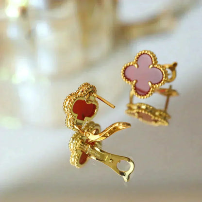 [Resenly Jewelry]CLOVER MEDIUM 1 MOTIFS CARNELIAN  EARRINGS