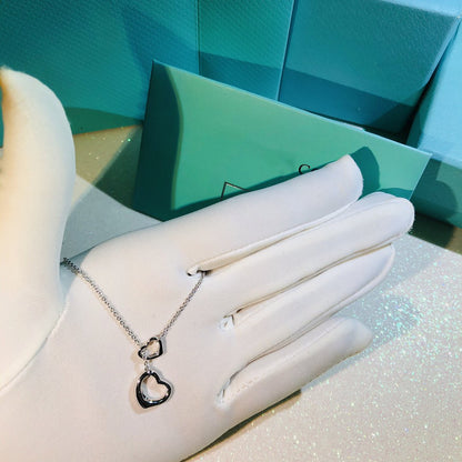 [Resenly Jewelry]OPEN HEART LARIAT NECKLACE SILVER