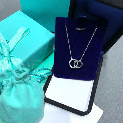 [Resenly Jewelry]INTERLOCKING CIRCLES PENDANT SILVER SMALL NECKLACE
