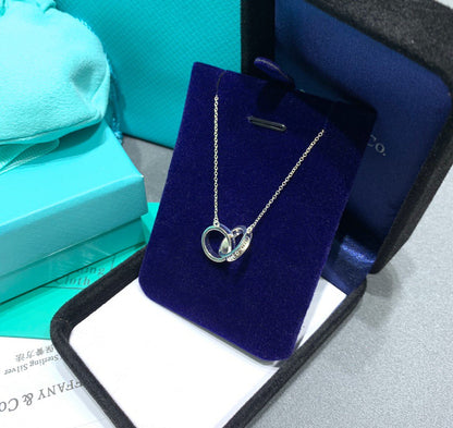 [Resenly Jewelry]INTERLOCKING CIRCLES PENDANT SILVER SMALL NECKLACE