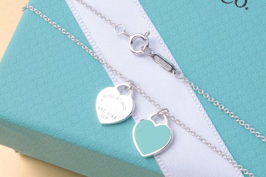[Resenly Jewelry]DOUBLE HEART TAG PENDANT SILVER MINI NECKLACE
