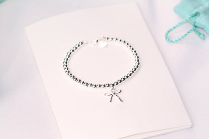 [Resenly Jewelry]STERLING SILVER BOW BEAD BRACELET