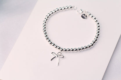 [Resenly Jewelry]STERLING SILVER BOW BEAD BRACELET
