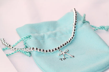 [Resenly Jewelry]STERLING SILVER BOW BEAD BRACELET