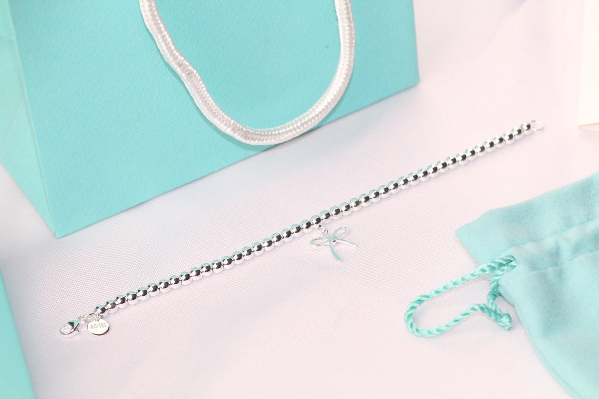 [Resenly Jewelry]STERLING SILVER BOW BEAD BRACELET