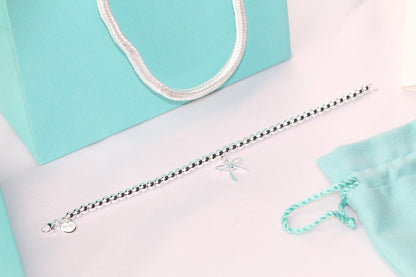 [Resenly Jewelry]STERLING SILVER BOW BEAD BRACELET