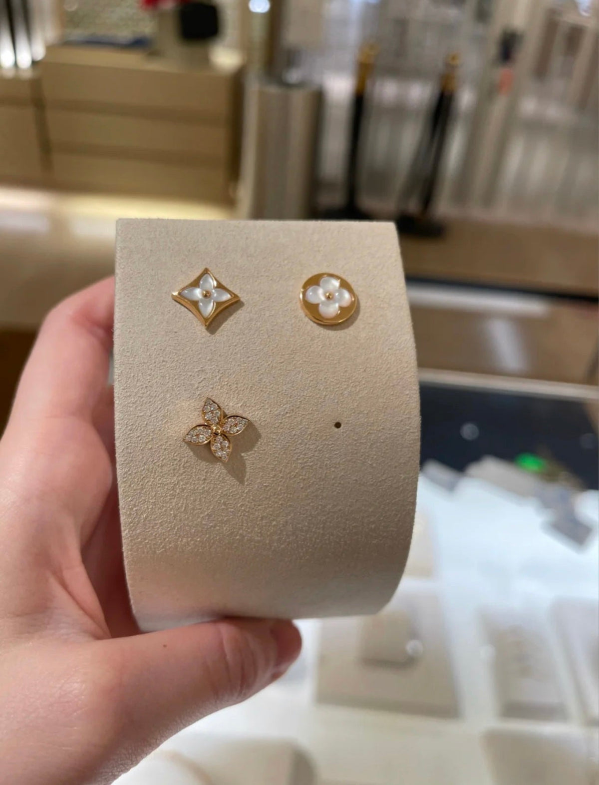 [Resenly Jewelry]STAR BLOSSOM STUD EARRINGS PINK GOLD DIAMONDS