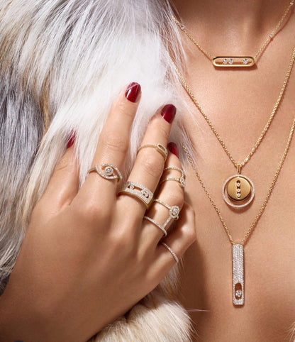 [Resenly Jewelry]LUCKY MOVE PM NECKLACE PINK GOLD DIAMOND