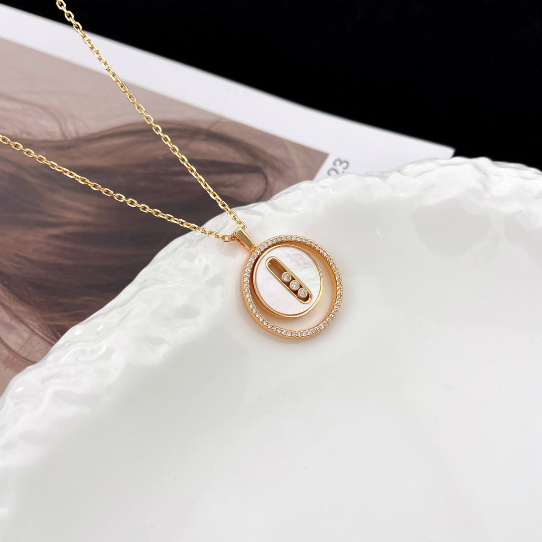 [Resenly Jewelry]LUCKY MOVE MM NACRE BLANCHE DIAMOND NECKLACE