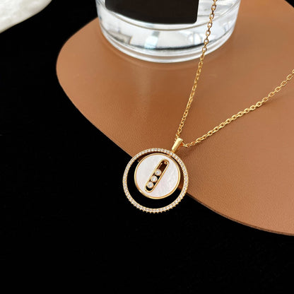 [Resenly Jewelry]LUCKY MOVE MM NACRE BLANCHE DIAMOND NECKLACE