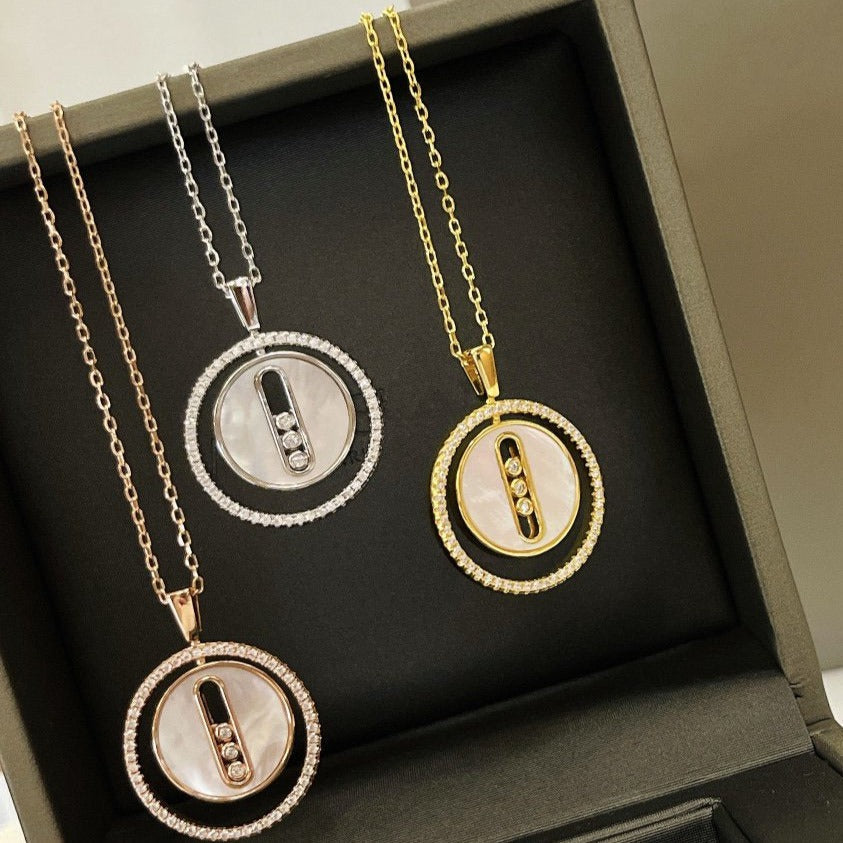 [Resenly Jewelry]LUCKY MOVE MM NACRE BLANCHE DIAMOND NECKLACE