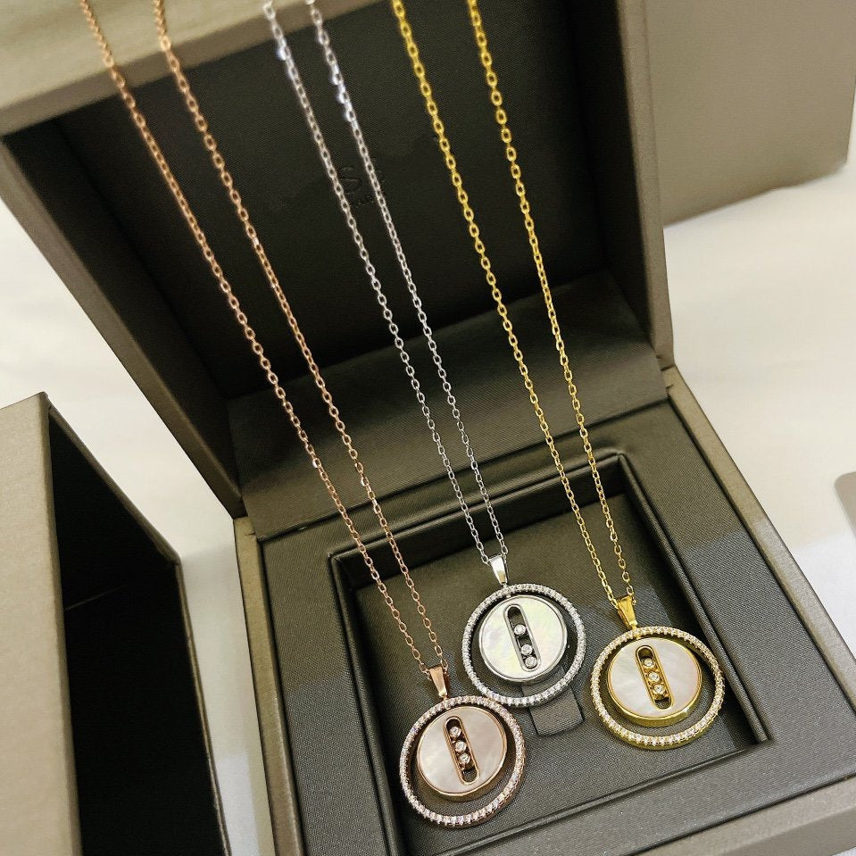 [Resenly Jewelry]LUCKY MOVE MM NACRE BLANCHE DIAMOND NECKLACE