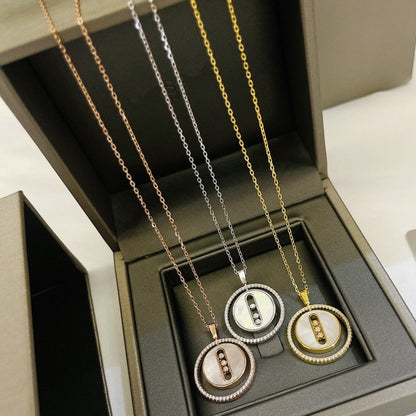 [Resenly Jewelry]LUCKY MOVE MM NACRE BLANCHE DIAMOND NECKLACE