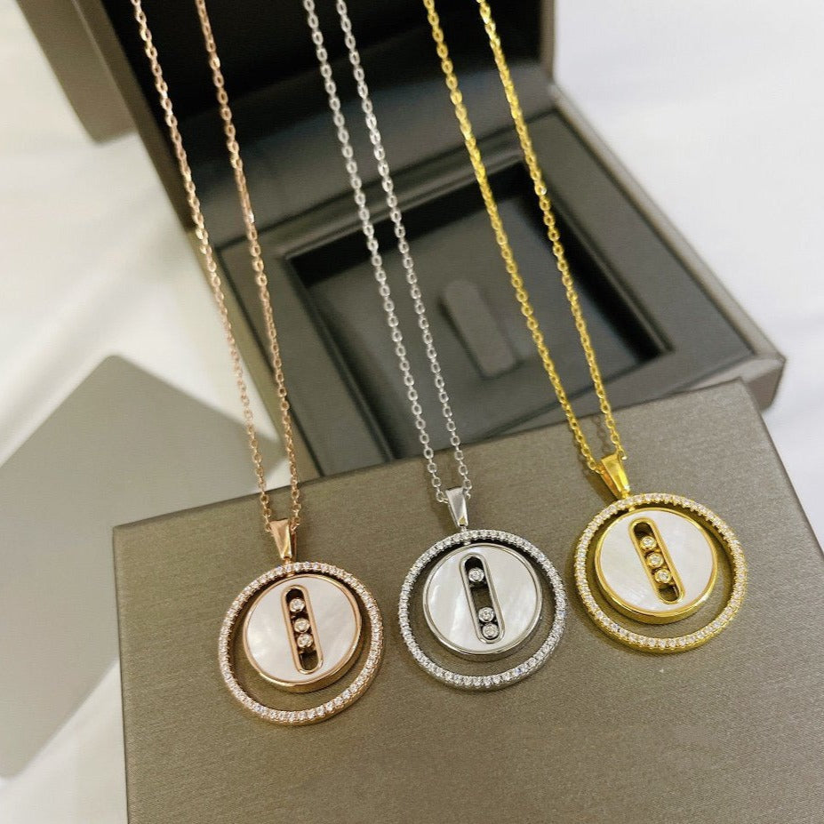 [Resenly Jewelry]LUCKY MOVE MM NACRE BLANCHE DIAMOND NECKLACE