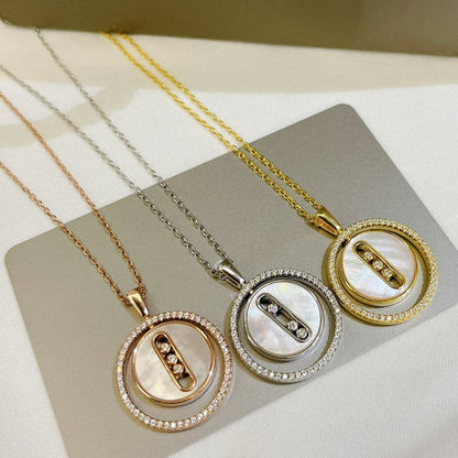 [Resenly Jewelry]LUCKY MOVE MM NACRE BLANCHE DIAMOND NECKLACE