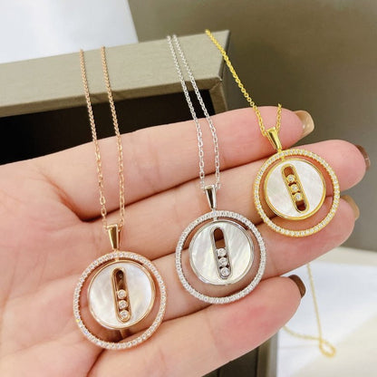 [Resenly Jewelry]LUCKY MOVE MM NACRE BLANCHE DIAMOND NECKLACE