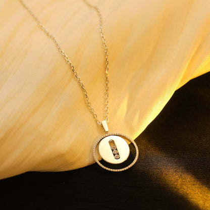[Resenly Jewelry]LUCKY MOVE MM SILVER DIAMOND NECKLACE