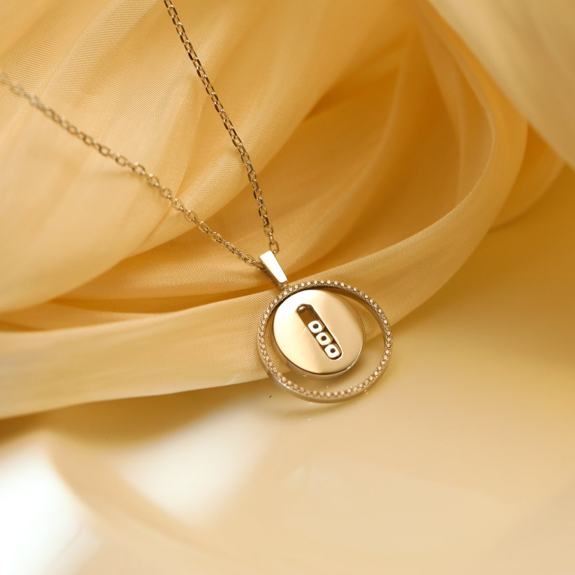 [Resenly Jewelry]LUCKY MOVE MM SILVER DIAMOND NECKLACE