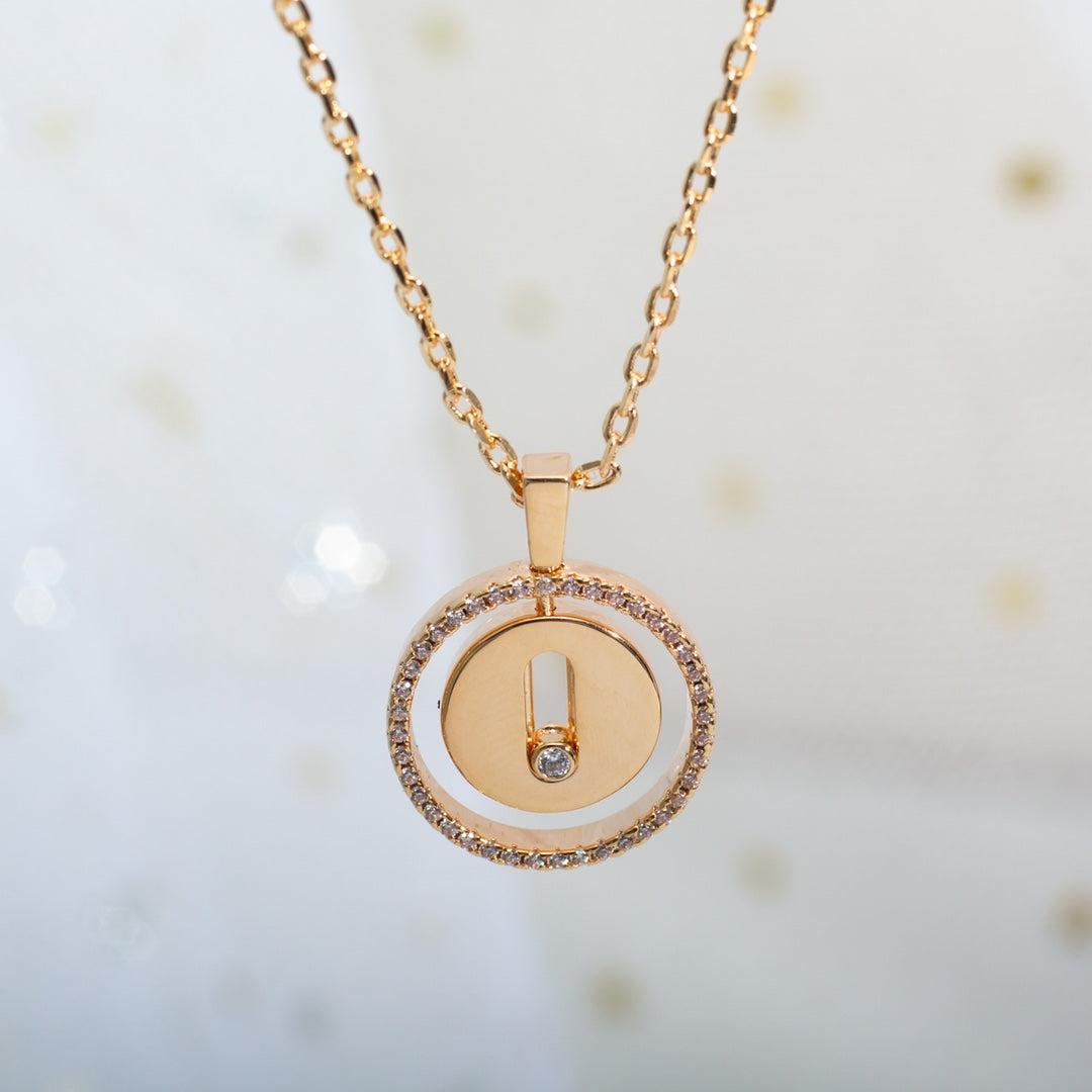 [Resenly Jewelry]LUCKY MOVE PM NECKLACE PINK GOLD DIAMOND