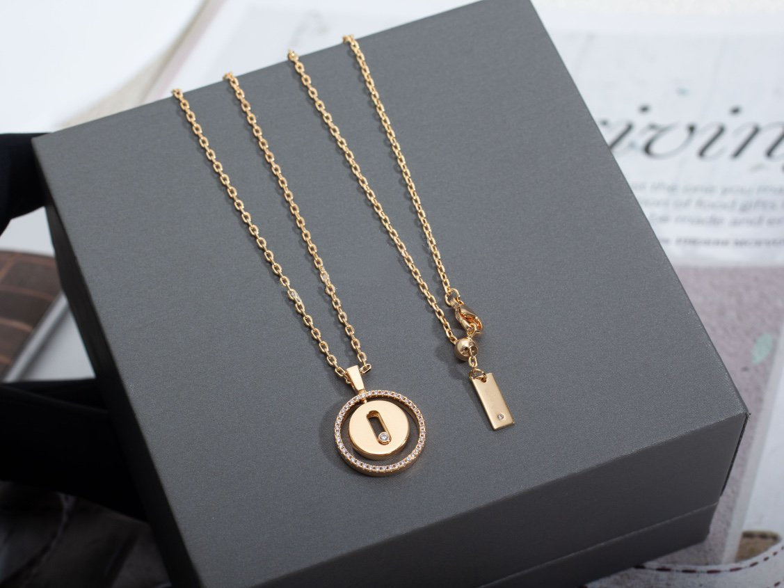 [Resenly Jewelry]LUCKY MOVE PM NECKLACE PINK GOLD DIAMOND