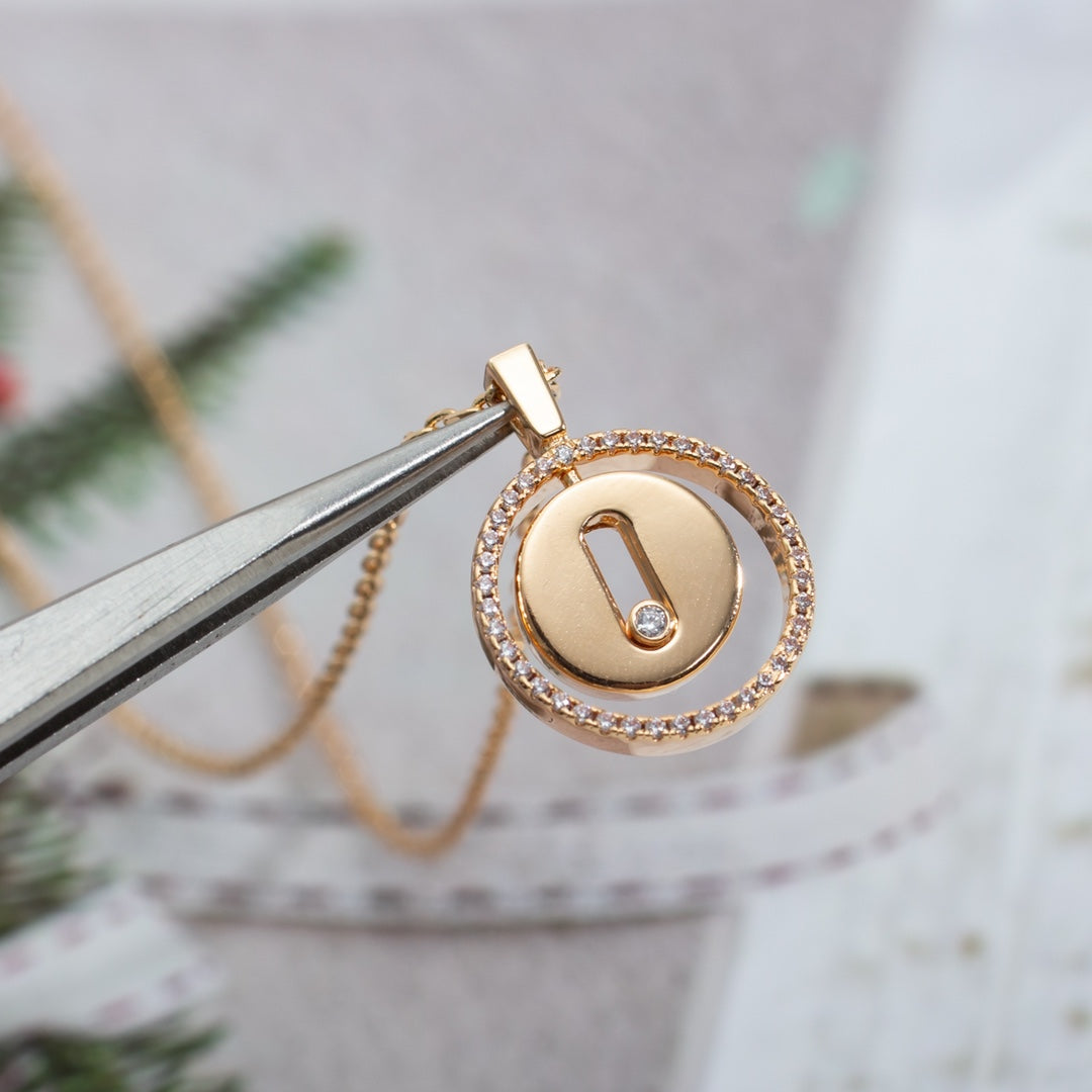 [Resenly Jewelry]LUCKY MOVE PM NECKLACE PINK GOLD DIAMOND