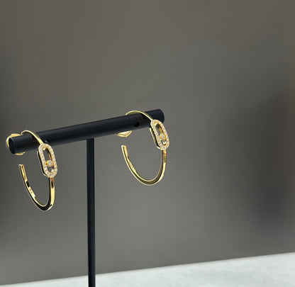[Resenly Jewelry]CREOLES MOVE UNO PM DIAMOND EARRINGS
