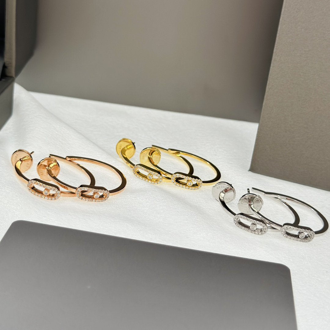 [Resenly Jewelry]CREOLES MOVE UNO PM DIAMOND EARRINGS